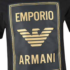 Fits true to size, take your normal size. Emporio Armani Gold Box Logo T Shirt Oxygen Clothing