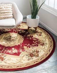 If furniture sale price is shown, please call to order. Red 7 10 X 7 10 Classic Aubusson Round Rug Esalerugs