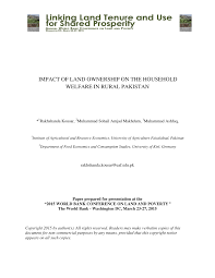 Pdf Impact Of Land Ownership On The Household Welfare In Rural Pakistan