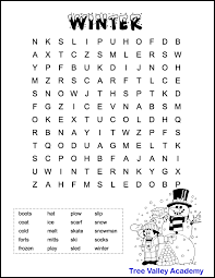 Many times the hidden words are centered around a topic of interest. Free Printable Winter Word Searches For Kids Tree Valley Academy
