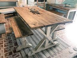 Rustic Pedestal Farmhouse Table With Benches Provincial Brown Etsy Rustic Farmhouse Table Farmhouse Table With Bench Farmhouse Kitchen Tables