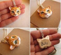 Cat Portrait Necklace Or Brooch Portrait Of Your Pet Cat Jewelry Polymer Clay Jewelry Clay Charms