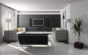 Grey and white interior design. Modern Gray White Black Living Room Interior Design Decor With Stylish Couches Lamps And Plants By Daily Interior Design Medium