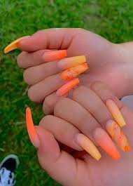 In these page, we also have variety of images available. Modern Orange Nails Designs For Ladies To Show Off Nowadays Orange Acrylic Nails Orange Nail Designs Orange Nails