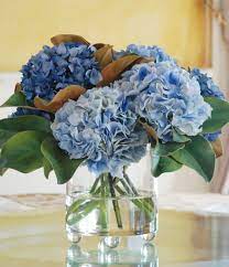From sunflowers and roses, to eucalyptus and gypsophila, add a floral flourish that will last a lifetime. Winward Faux Flowers Blue Hydrangea In Glass Cylinder Vase Dillard S