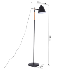 Homcom Stehlampe Verstellbar 40w Metall Holz Schwarz 54 X 30 X