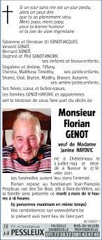 Avis de décès de Florian GENOT décédé le 27/02/2021 à Namur : annonce,  condoléances, fleurs, etc.
