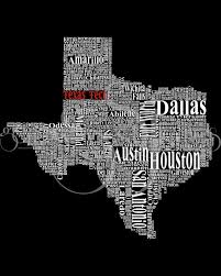 Texas Typography Map Texas Tech University Red Black 16 X 20 Texas Tech Texas Tech University Texas Tech Red Raiders
