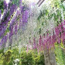 6x Artificial Silk Wisteria Fake Garden Hanging Flower Vine Wedding Plant Decor Ebay Wedding Plants Decor Wedding Plants Vines Wedding Decor