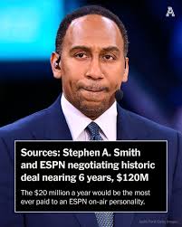 When asked over text if a new deal with ESPN is close, Stephen A. Smith  responded, “False.” Later, he added, “Here's my quote, 'I was born AT  NIGHT, not last night. I