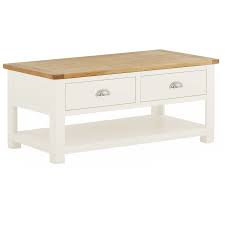 Contact our experts for more information. Portland White Coffee Table With Drawers Oak World