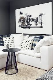 An Original Oversized Black And White Painting Of A Film Camera X Ray By Dobrev S Mother Michaela Cons Decor Essentials Grey Walls Living Room Versatile Sofa