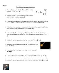 The Ultimate Pendulum Worksheet Persuasive Writing Prompts Chemistry Worksheets Physical Science Projects