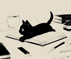 Cat is my fav animal, so i try to draw it. Art Black Cat Anime Cat And Cat Image 6621622 On Favim Com