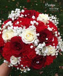 Bridal Bouquet Designed Using Red Roses White Roses Carnations Baby S Breath Http Prist Red Rose Bouquet Wedding White Carnation Bouquet Red Rose Bouquet