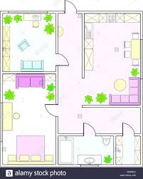 abstract vector plan of two bedroom