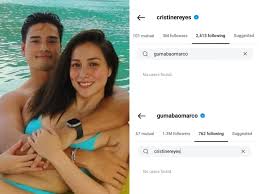 CRISTINE, MARCO SPARK BREAKUP RUMORS AFTER UNFOLLOWING EACH OTHER ON IG  BREAKUP buzz is in the air once again—this time involving Cristine Reyes  and Marco Gumabao. The celebrity couple has reportedly unfollowed
