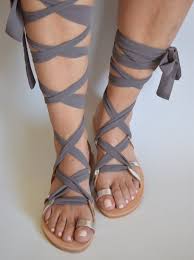 Greek Gladiator Sandals Silver Lace Up Leather Sandals With Extra Long Straps Crafted Sandales Cuir Sandales Et Chaussures