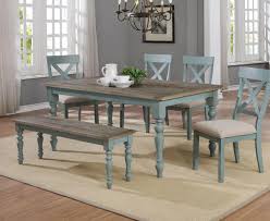 The slightly tapered trestle legs are easy to build while giving the table a. Robins Egg Farmhouse Table Dining Set My Furniture Place
