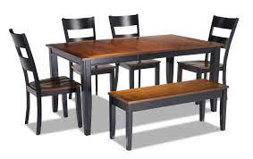 Blake Cherry Black 6 Piece Dining Set With Storage Bench Dining Set Dining Room Sets Furniture