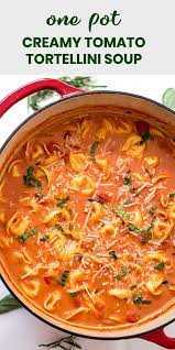 One Pot Creamy Tomato Tortellini Soup Gal On A Mission Recipe Tortellini Soup Recipe Tortellini Recipes Easy Soup Recipes