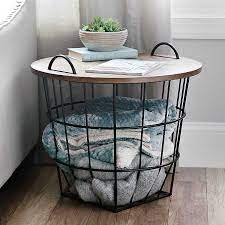 Storage baskets are so versatile. Industrial Wire And Wood Basket Side Table Kirklands