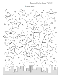 oo phonics worksheet reading elephant