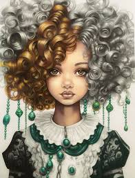 I love coloring red hair and to me there was no other color of hair for  Dolly. She was so much fun to color! Colored with Copics and Cara d'ache  Luminance pencils