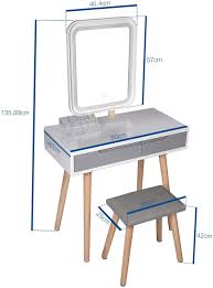 Artethys White Dressing Table With Led Light Adjustanble Brightness Mirror Makeup Table Stool Set Modern Dr In 2020 Make Up Desk Vanity Modern Dresser Vanity Table Set