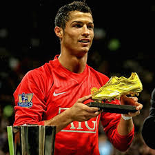  **Cristiano Ronaldo** at Manchester United was unstoppable. A **right-footed winger** in Ferguson's **4-4-2**, he won the **Golden Boot as a midfielder** with **31 goals** in 2007-08, leading United to a **Premier