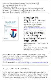 Ong & raymond hor is a partnership law firm founded in 2017. Pdf Bertram R Hyona J Laine M 2000 The Role Of Context In Morphological Processing Evidence From Finnish Language And Cognitive Processes 15 367 388