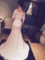 Trumpet Mermaid Off The Shoulder 1 2 Sleeves Lace Sweep Brush Train Wedding Dresses Wedding Dress Train Wedding Dresses Long Wedding Dresses