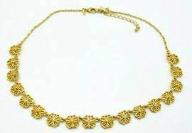 Avon Sh Clear Rhinestone Clover Flower Gold Tone Open Work Necklace Avon Choker Work Necklaces Necklace Gold