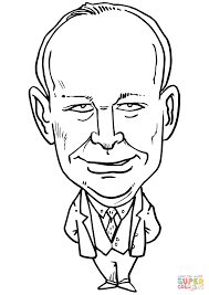 Dwight Eisenhower caricature coloring page