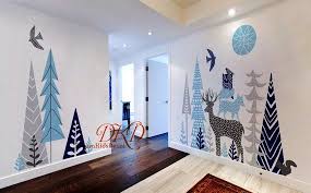 Woodland Forest Nursery Wall Decal Kids Room Wall Sticker Animals Mountain Wall Decor Tree Deer Owl Birds Fox Squirrel Dk172 Kids Room Wall Nursery Wall Decals Kids Room Wall Decals