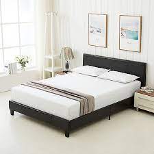 Headboards not only protect your head from a cold wall but also add a distinctive, personal touch to your bedroom. Bed Frame Mecor Slats Upholstered Headboard Bedroom Faux Leather Full Size Black Walmart Com Walmart Com