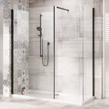 Choose from rectangular shower trays or square shower trays to suit your project and needs, with both linear and offset quadrant drains depending tile trim. Ratio Walk In Shower Enclosure Black With Shower Tray Included Dale Bathrooms