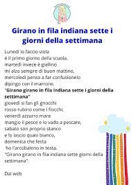 Questa pagina offre un editor online che presenta alcune funzioni innanzitutto, è possibile convertire il testo da maiuscolo in minuscolo e viceversa, oltre che trasformare in. Girano In Fila Indiana Sette I Giorni Della Settimana Filastrocca Della Settimana Per Bambini Con I Colori Maestra E Mamma Parliamo Di Figli E Scuola Risorse Per Insegnanti Genitori E Bambini
