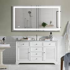 Some sets include bathroom vanities with mirrors, faucets, or both mirrors and faucets. Boyel Living 72 In W X 36 In H Frameless Rectangular Led Light Bathroom Vanity Mirror Kf Md04 7236sf2 The Home Depot