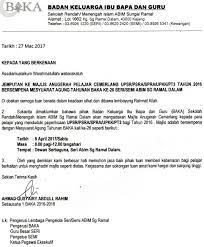 Surat rasmi yang dikeluarkan oleh ahli majlis berkenaan ialah dalam bahasa melayu dan dilampirkan dengan bahasa dwibahasa (bahasa mandarin dan bahasa inggeris) tanpa meletak nombor rujukan. Sekolah Rendah Islam Abim Sungai Ramal Surat Jemputan Ke Majlis Anugerah Pelajar Cemerlang Sempena Mesyuarat Agung Baka 2017