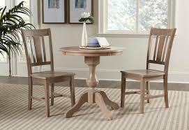 A stunning sunburst wood veneer top adds glamour while its dynamic centered leg design lends it a wonderful sculptural feel. 30 Round Top Dining Table With 2 San Remo Chairs Washed Gray Taupe 3 Piece Set Walmart Com Walmart Com