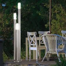 etc shop led aussen stehlampe gartenleuchte 170 cm wegeleuchten aussen edelstahl stehleuchte aussen gross 3 silberne saulen 3x e27 d 28 cm online kaufen otto