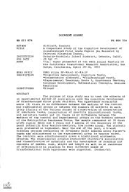 DOCUMENT RESUME ED 051 874 PS 004 758 Hilliard, Everett TITLE A Comparison  Study of the Cognitive Development of Disadvantaged F