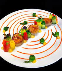 Sweet And Sour Glazed Scallops Lemon Tarragon Cream Carrot Orange Emulsion Summer Veggies Flashb Gourmet Food Plating Food Plating Food Plating Techniques