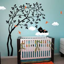 Tree wall art for baby room. Leaning Right Tree With Baby Bear Wall Sticker By Wall Art Notonthehighstreet Com