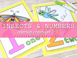 Teachers, you're welcome to print as many copies of each i've saved all 10 number coloring pages in a convenient and free pdf coloring book. Number Coloring Pages With Insects The Happy Printable