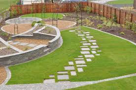 Sandstone Slabs Form Stepping Stone Path Set Into Lawn Stone Garden Paths Stone Path Garden Paths