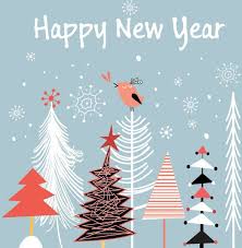 Free Vector Line Stroke Christmas Tree New Year Invitation Card New Year Card Happy New Year Cards Happy New Year Wishes