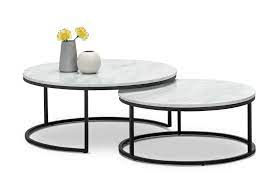Khloe White Marble Round Nest Of Coffee Table Black L3 Home Buy round coffee tables in glass or marble top at affordable low prices you a cleverly placed black and white coffee table can easily highlight the décor of your living room.