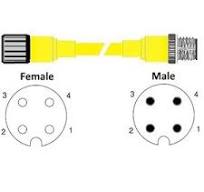 Ramco Molded Cordset M12-FS4-MS4-PVC-5M PVC Extension Cable w/ M12 4P 4W  Straight Female and Male Connectors 5 Meters